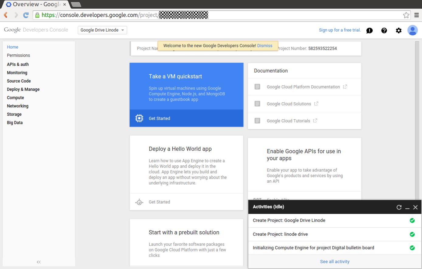 The project dashboard The project dashboard