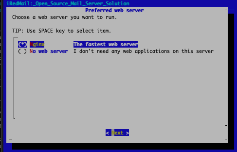 Select the NGINX web server Select the NGINX web server