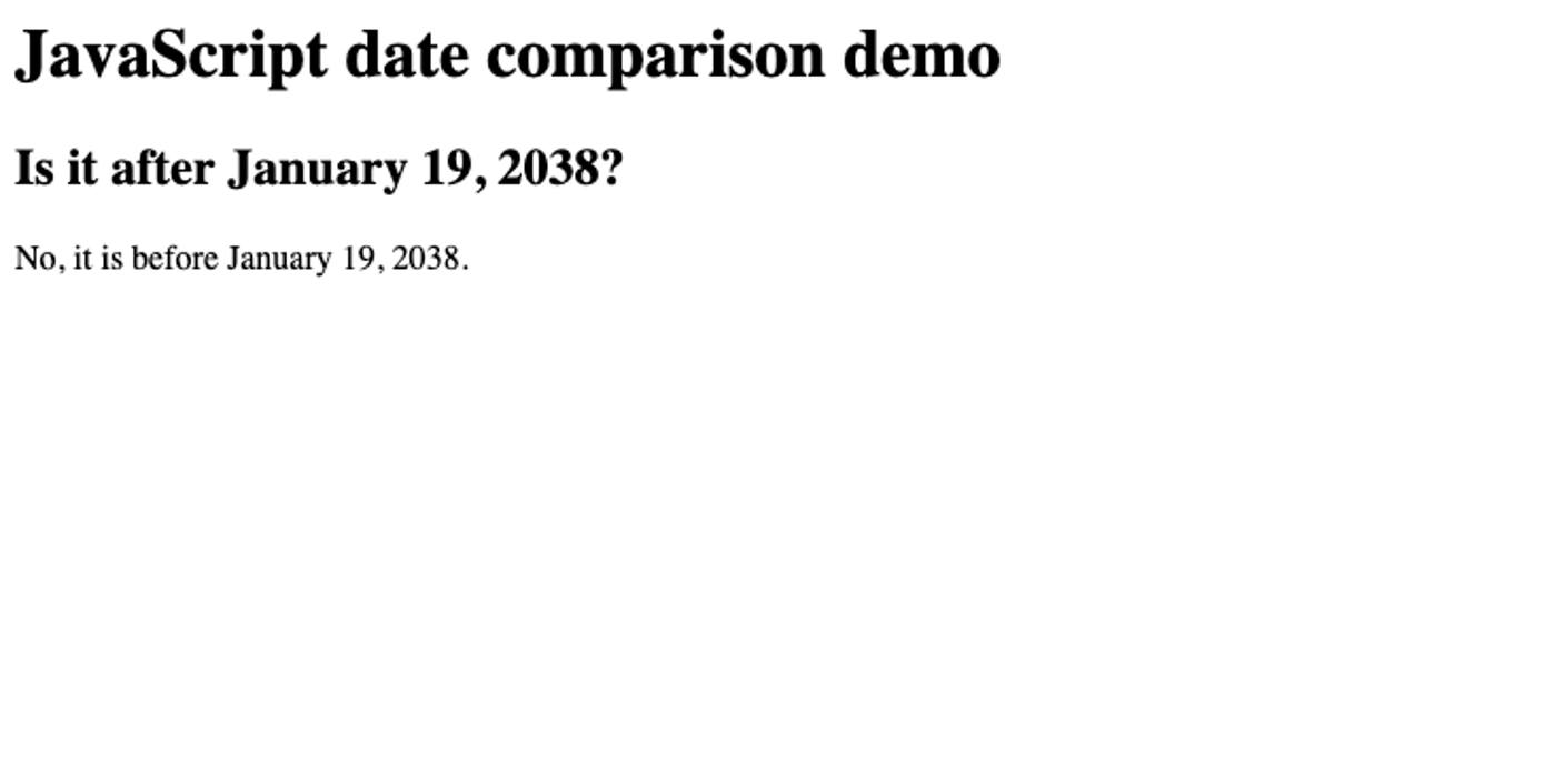 An example of comparing dates using JavaScript An example of comparing dates using JavaScript
