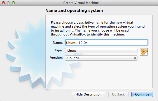 Naming a VM in VirtualBox. Naming a VM in VirtualBox.