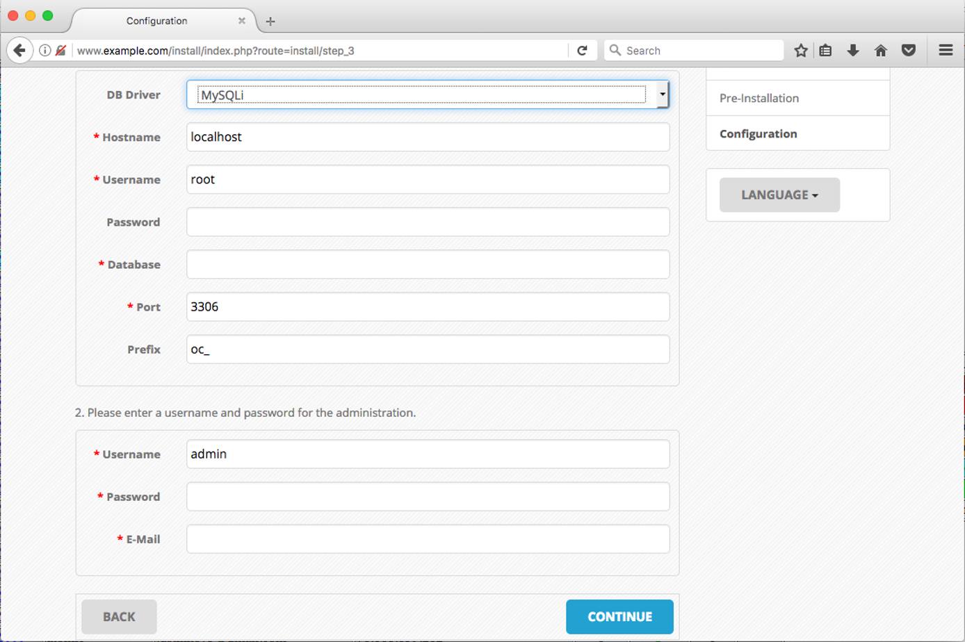 OpenCart Installer Page 3. OpenCart Installer Page 3.