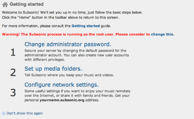 First time Subsonic access First time Subsonic access