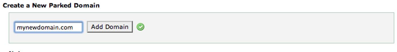 cPanel parked domain screen. cPanel parked domain screen.