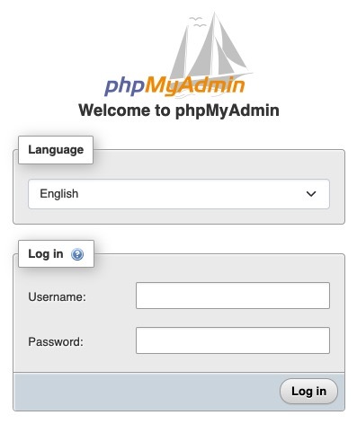 Screenshot of PHPMyAdmin login page Screenshot of PHPMyAdmin login page